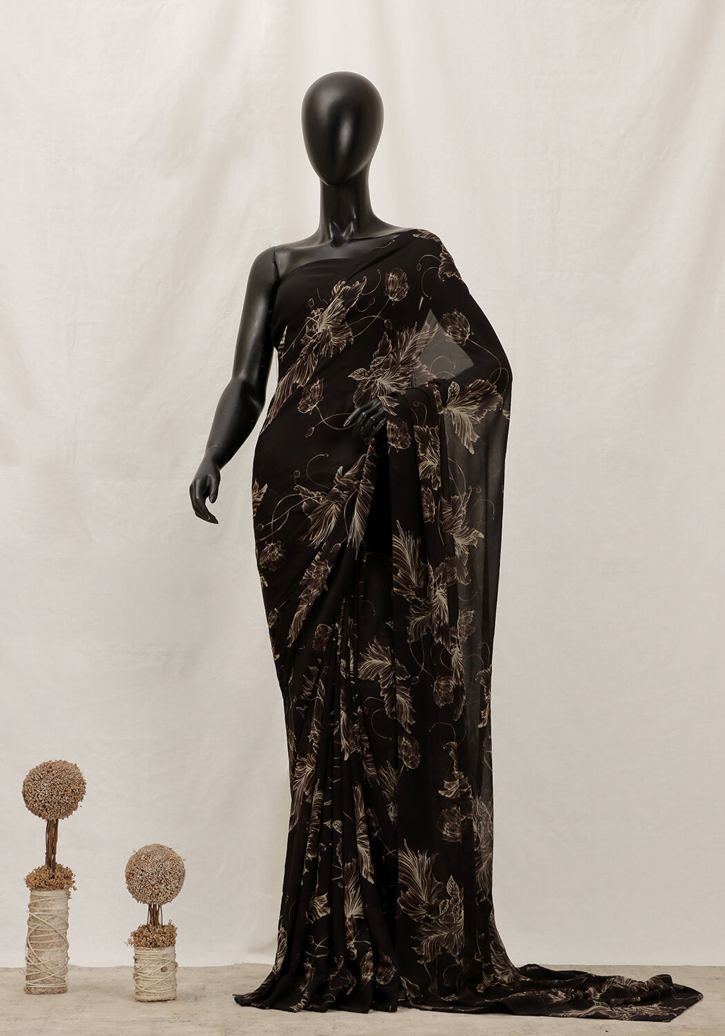 Floral Chiffon Georgette - Black