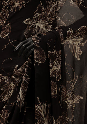 Floral Chiffon Georgette - Black