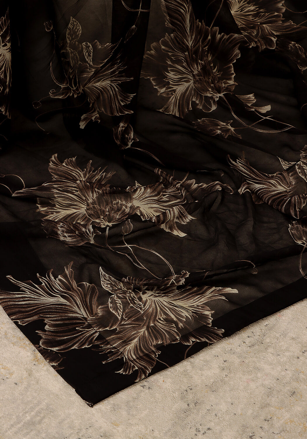 Floral Chiffon Georgette - Black