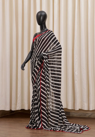 Chiffon Georgette Saree - Black & White