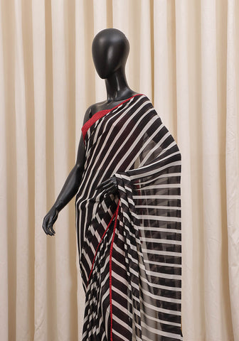 Chiffon Georgette Saree - Black & White