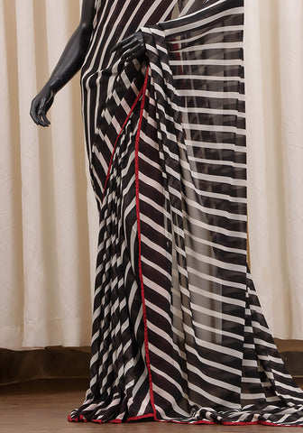 Chiffon Georgette Saree - Black & White
