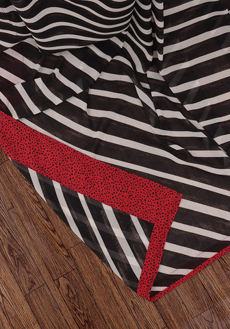 Chiffon Georgette Saree - Black & White