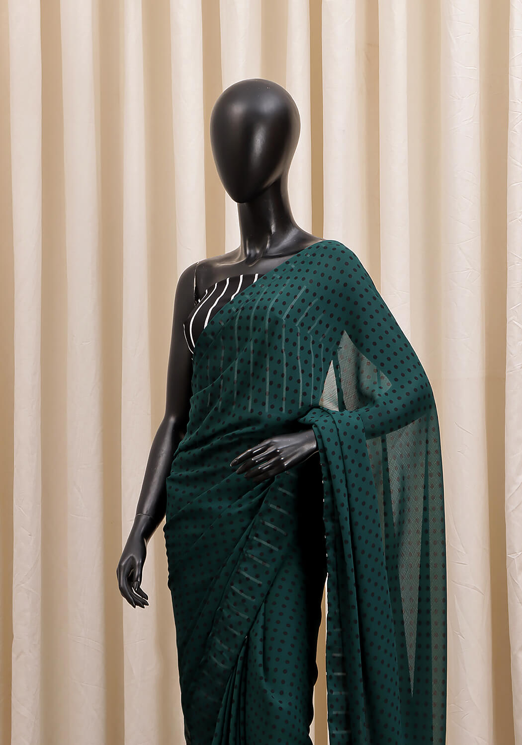 Chiffon Georgette Saree - Bottle Green