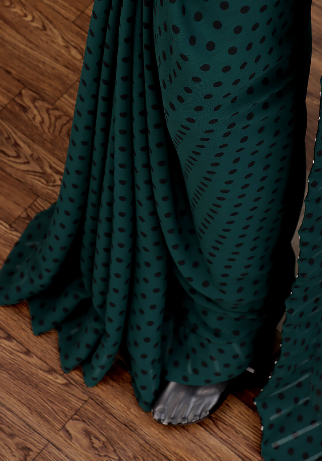 Chiffon Georgette Saree - Bottle Green