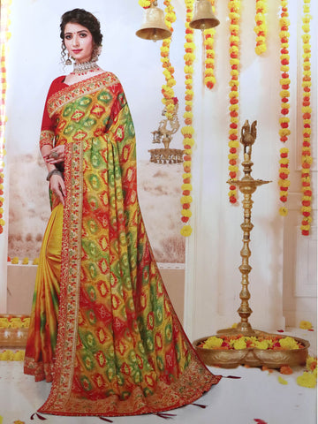 Bandhani Gotta Work Saree - Multi Color