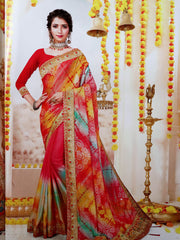 Bandhani Gotta Work Saree - Multi Color