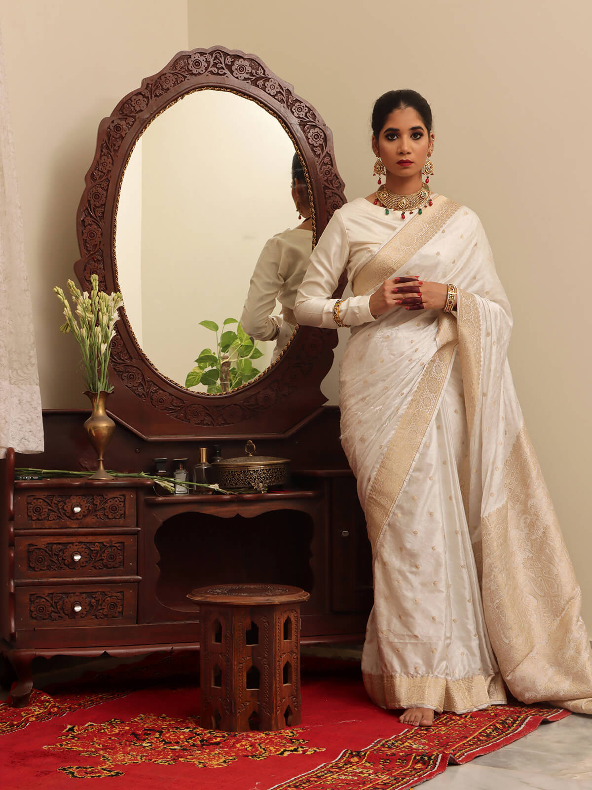 Silk Banarasi Saree - Off White