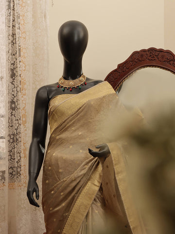 Silk Banarasi Saree - Clay