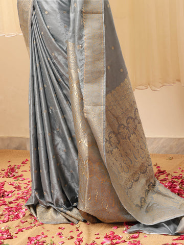 Silk Banarasi Saree - Steel Blue