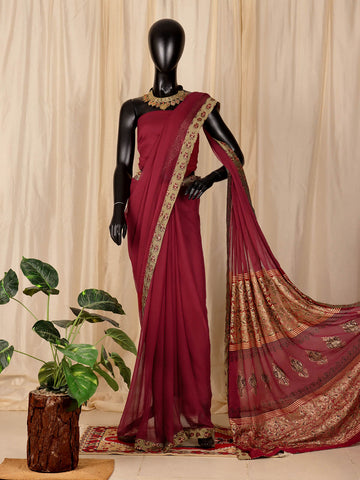 Pure Chiffon Sarees - Maroon