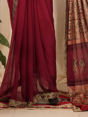 Pure Chiffon Sarees - Maroon