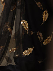 Leaf Net Embroidery - Black