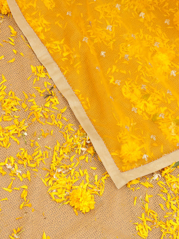 Organza Embroidered  Saree – Yellow