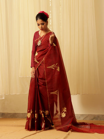 Organza Foil Saree - Maroorn