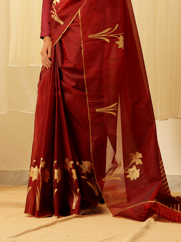 Organza Foil Saree - Maroorn