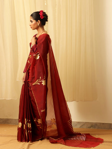 Organza Foil Saree - Maroorn