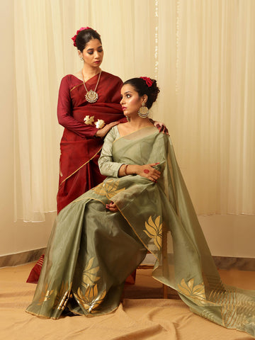 Organza Foil Saree - Maroorn