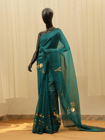 Organza Foil Saree - Zinc