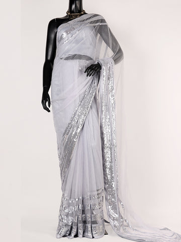 Premium Embroidered Saree - Grey