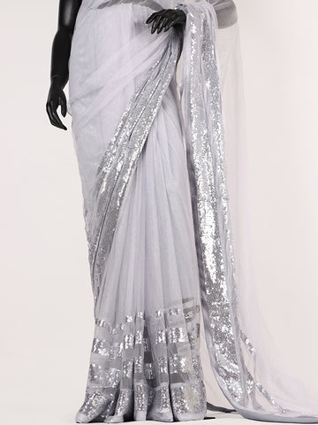 Premium Embroidered Saree - Grey