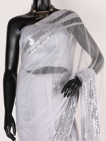 Premium Embroidered Saree - Grey