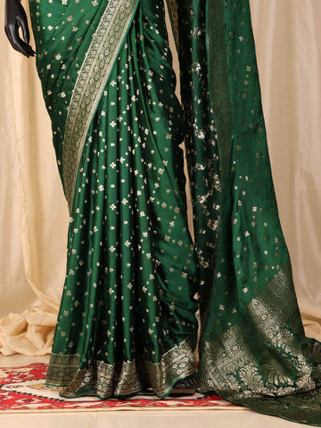 Silk Banarasi Saree - Bottle Green