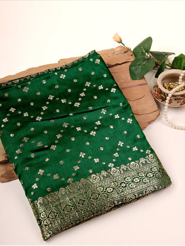 Silk Banarasi Saree - Bottle Green