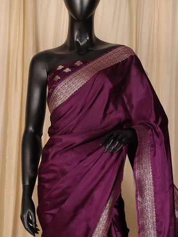 Silk Banarasi Saree - Dark Purple