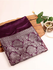 Silk Banarasi Saree - Dark Purple