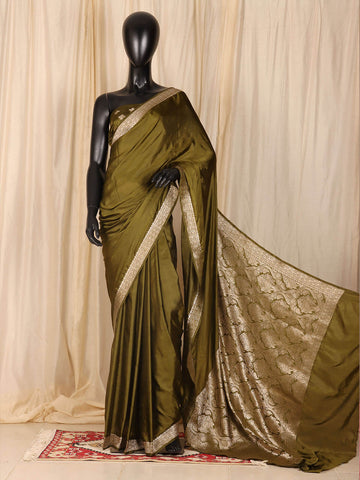 Silk Banarasi Saree - Olive