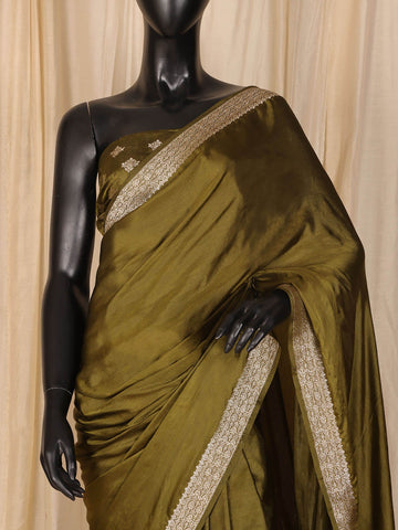 Silk Banarasi Saree - Olive