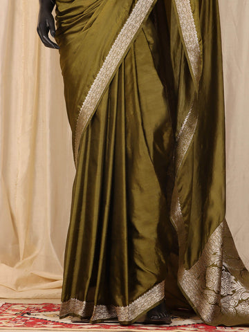 Silk Banarasi Saree - Olive