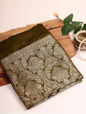 Silk Banarasi Saree - Olive