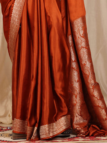 Silk Banarasi Saree - Rust