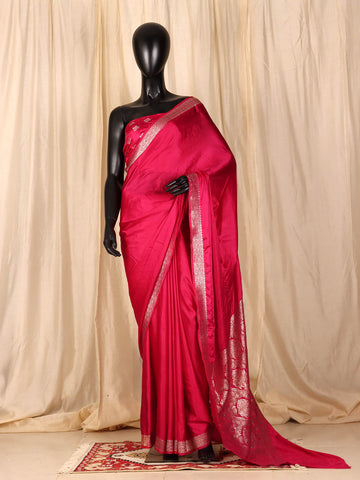 Silk Banarasi Saree - Hot Pink