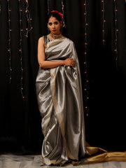 Chanderi Tissue Saree - Metallic Silver