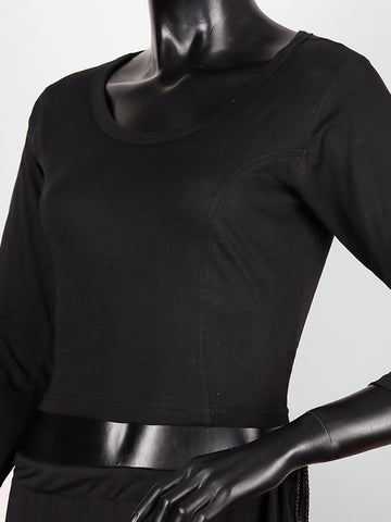 Cotton Lycra Blouse - Black (3 Quarter)