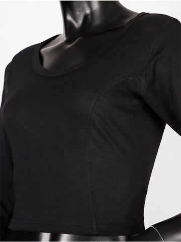 Cotton Lycra Blouse - Black (3 Quarter)