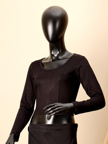 Cotton Lycra Blouse - Black (Full Sleeves)