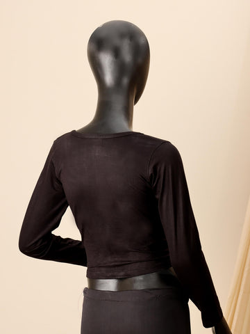 Cotton Lycra Blouse - Black (Full Sleeves)