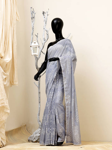 Broshia Saree - Ice Blue