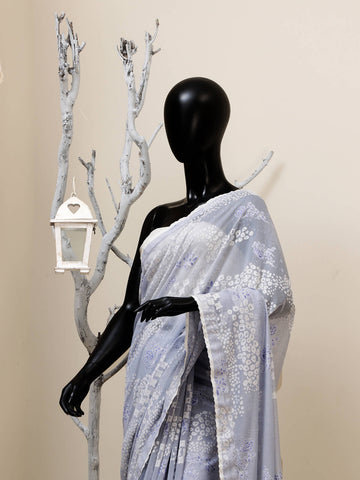 Broshia Saree - Ice Blue