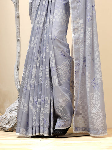 Broshia Saree - Ice Blue