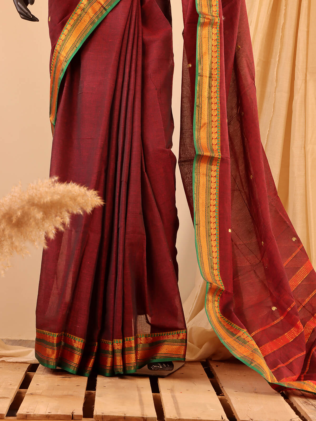 Cotton Lawn Embroidered - Burgundy