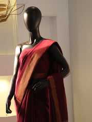 Cotton Silk Saree – Reddish Maroon