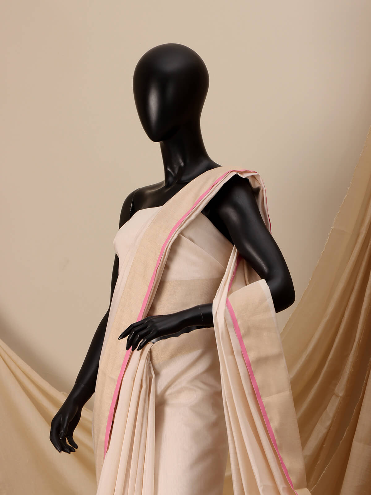Cotton Silk Saree – Pearl White