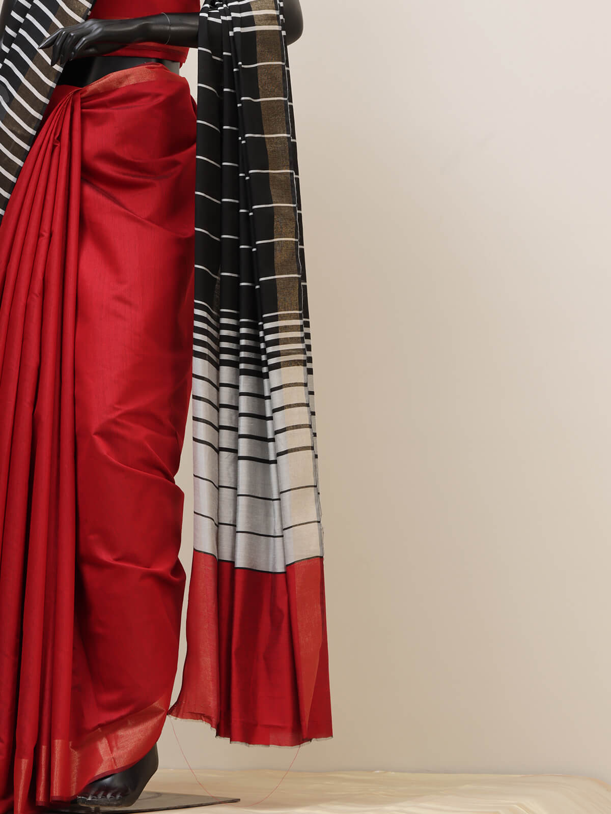 Bold Striped Cotton Silk - Red & Black