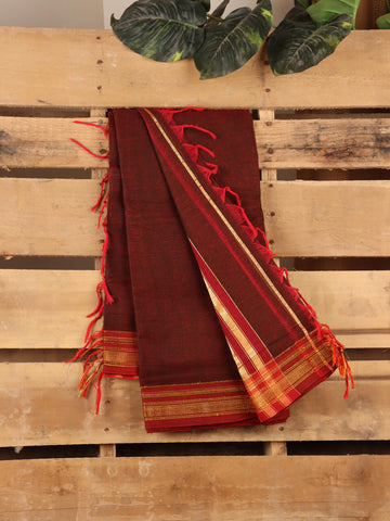 Mangalagiri Pure Cotton Saree - Two Tone Maroon