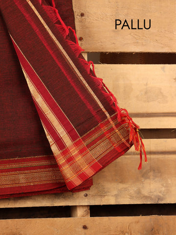 Mangalagiri Pure Cotton Saree - Two Tone Maroon